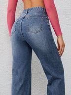 High-waisted Wide-leg Washed Jeans (3)
