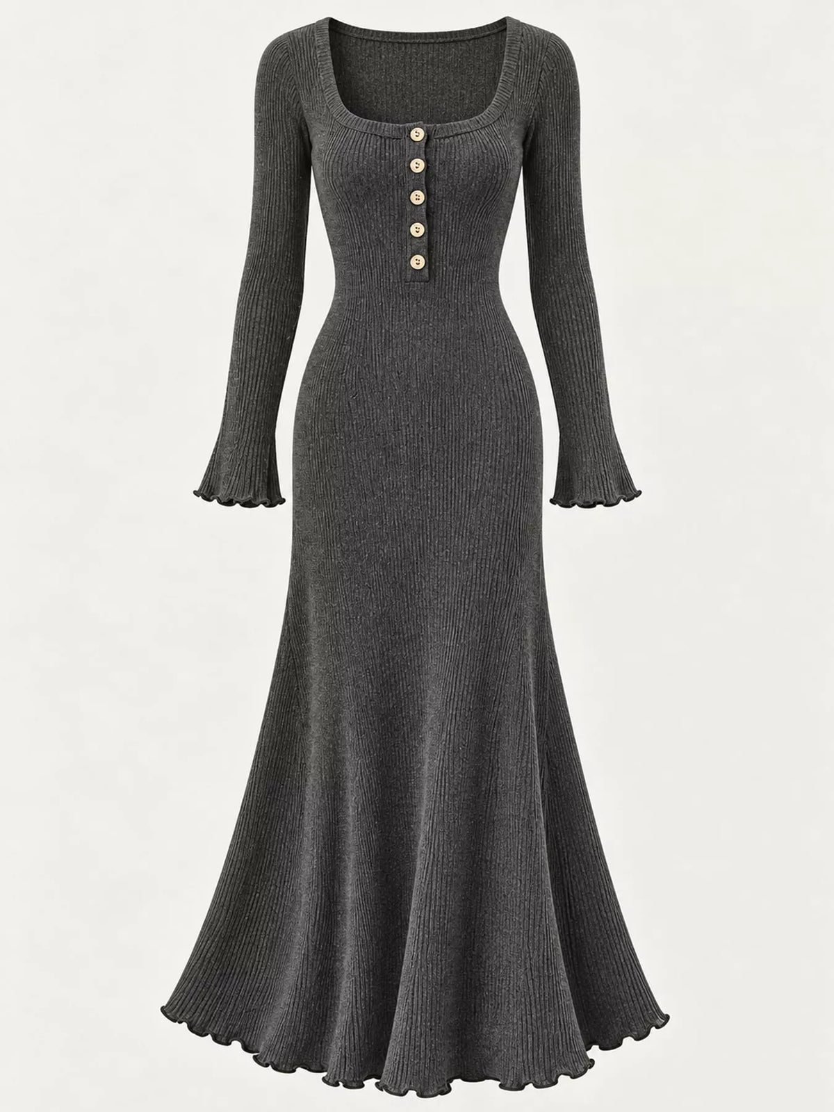 Button-front Ribbed Knit Maxi Dress (21)