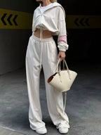 Zip Up Hoodie Wide-leg Pants Set (2)