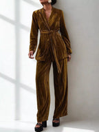Velvet Lapel Collar Blazer Pants Set (8)