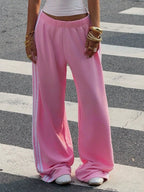 High-waisted Wide-leg Track Pants Side Stripes (4)