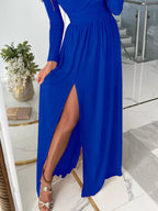 Slit Surplice Cold Shoulder Maxi Dress (8)