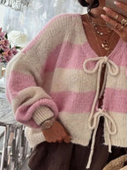 Striped Tie-front Knit Cardigan (2)