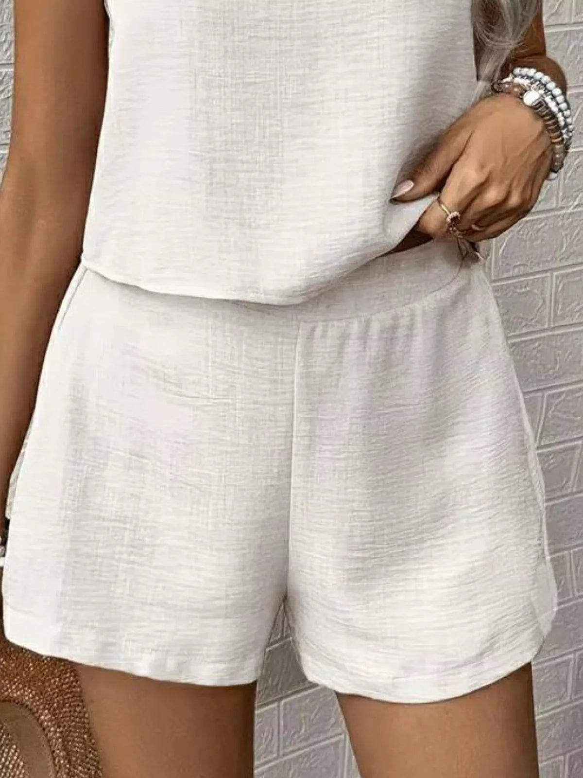 Round Neck Tank Top Shorts Set (3)
