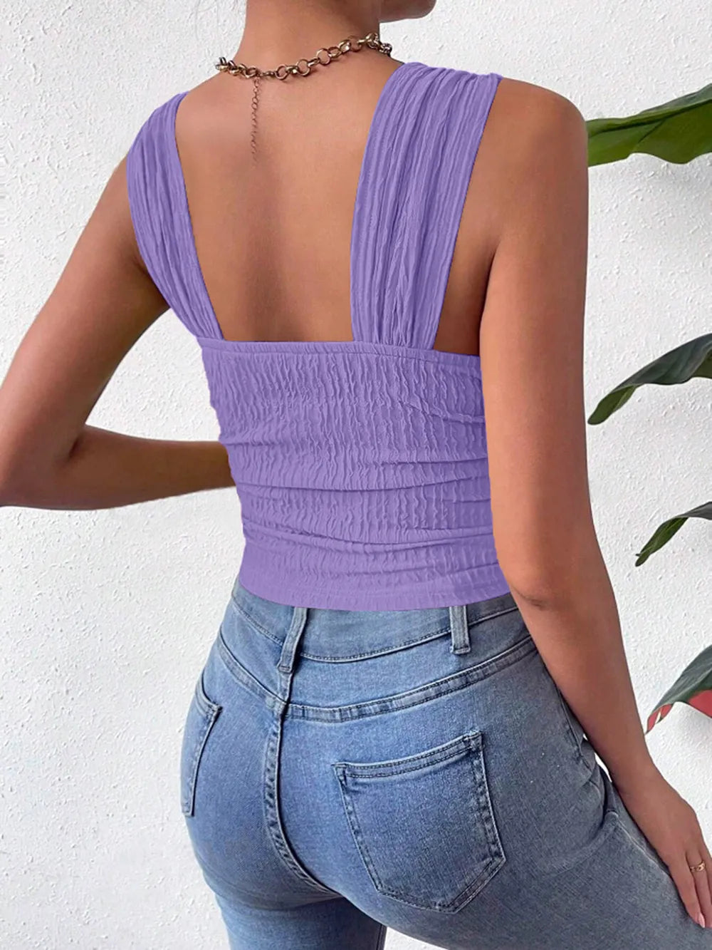 Textured Square Neck Wide Strap Tank (32)