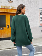 Round Neck Ribbed Trim Sweater (2)