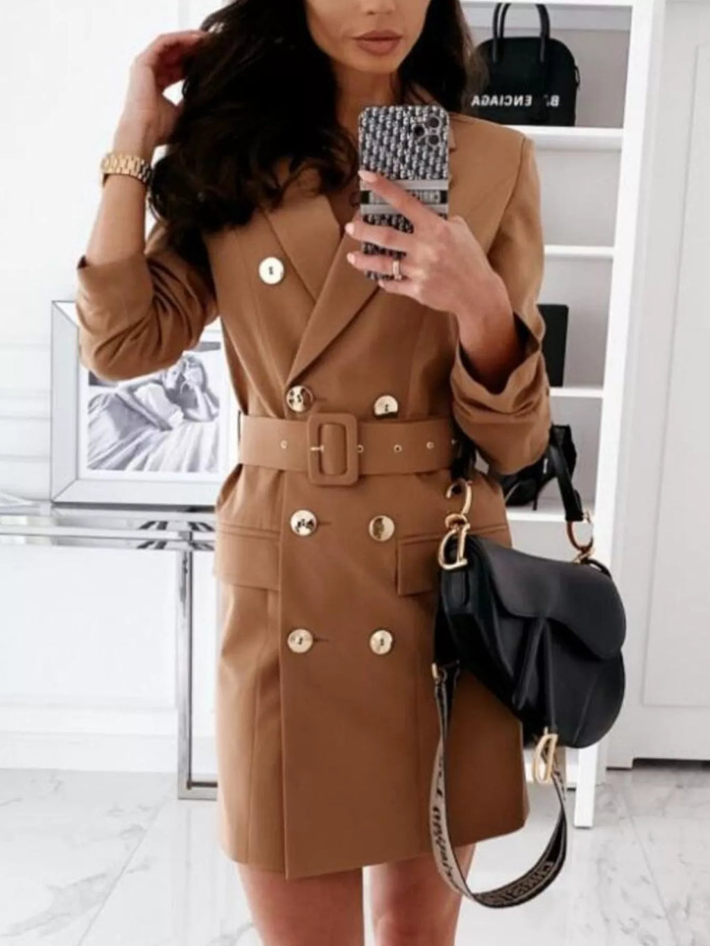 Double-breasted Belted Blazer Dress (4)