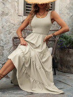 Smocked Scoop Neck Sleeveless Tank Dress (2)