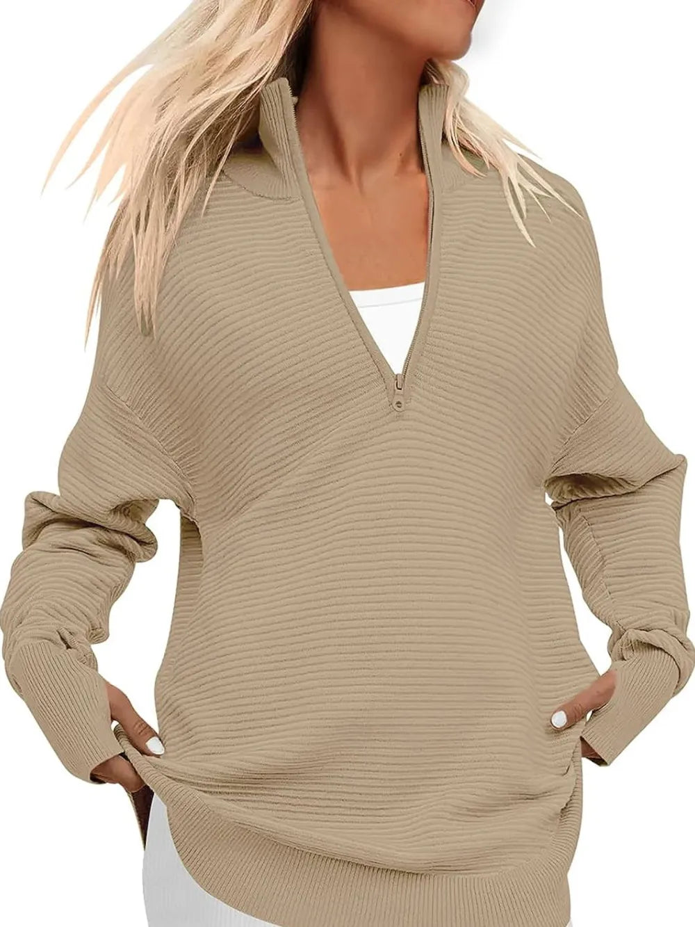 Half Zip Long Sleeve Knit Top (31)