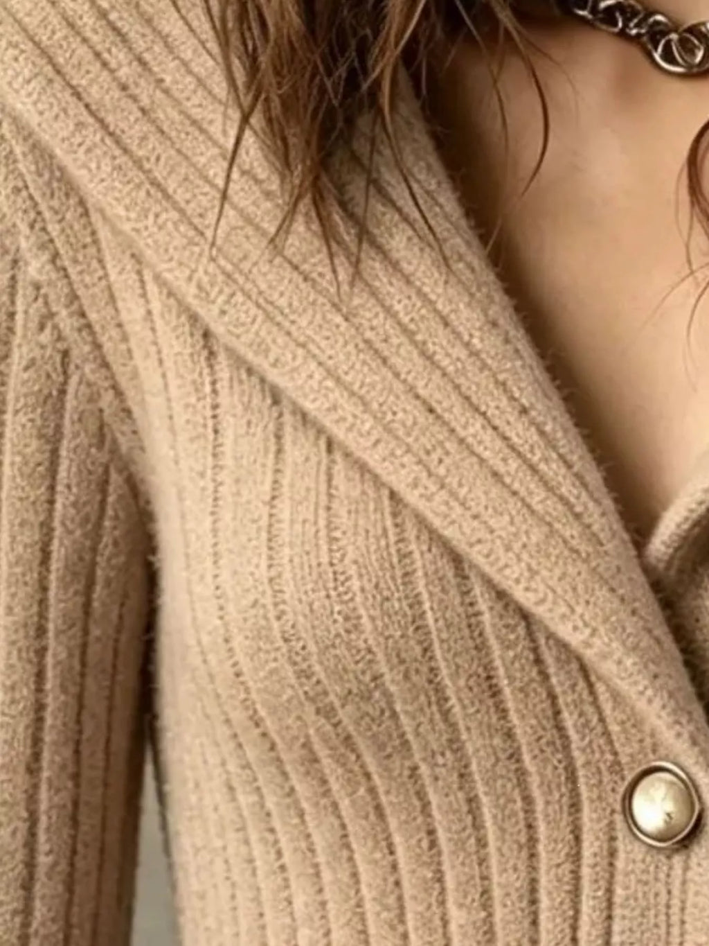 Full Size Ribbed Knit Button-down Front Cardigan Plus (4)