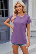 Round Neck Rolled Short Sleeve T-shirt (19)