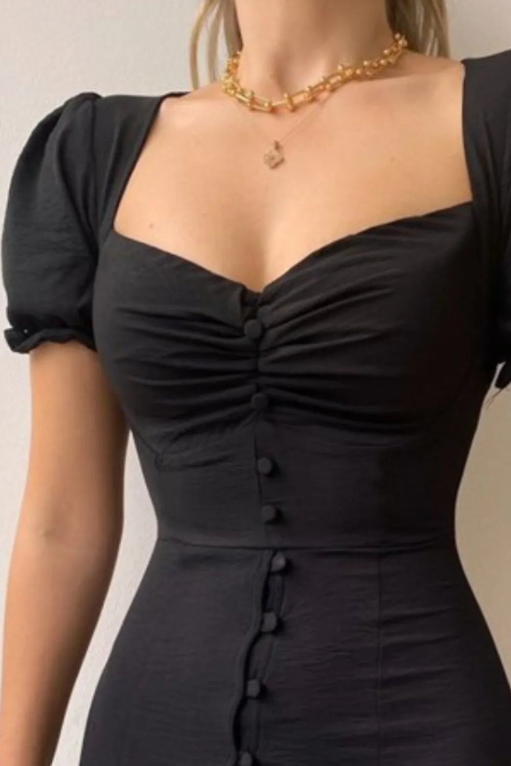 Sweetheart Neck Short Sleeve Dress (6)