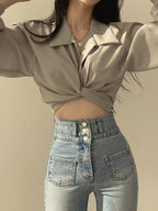 Twisted Front Long Sleeve Shirt (11)
