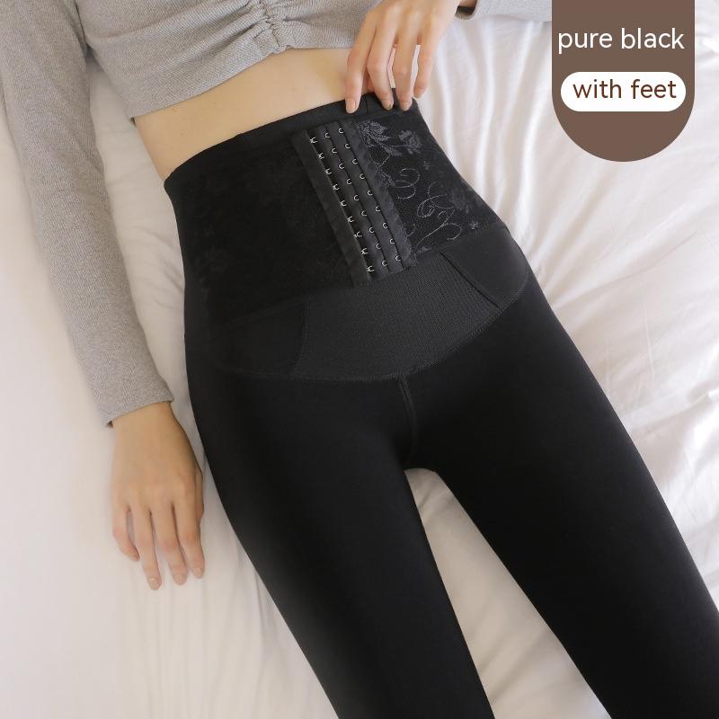 High Waist Breasted Fleece-lined Waist Leggings variant CJYD182675704DW|CJYD182675705EV|CJYD182675706FU