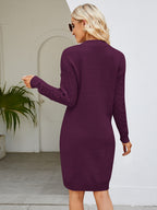 Cable-knit V-neck Mini Sweater Dress (12)