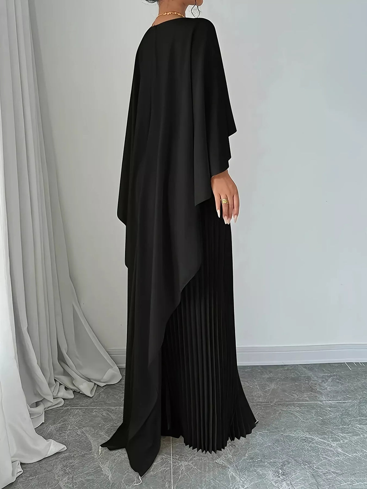 Cape Pleated Maxi Dress (9)