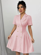 Double-breasted Pleated Blazer Dress (3)