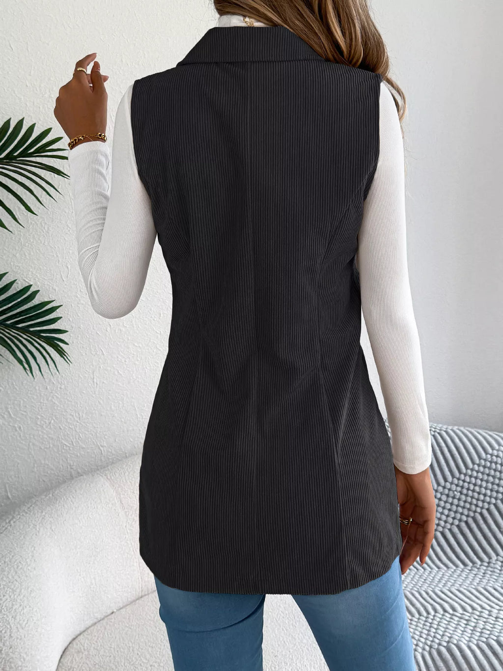 Button-front Longline Vest Coat (13)