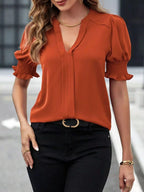 Notched Half Sleeve Blouse (32)