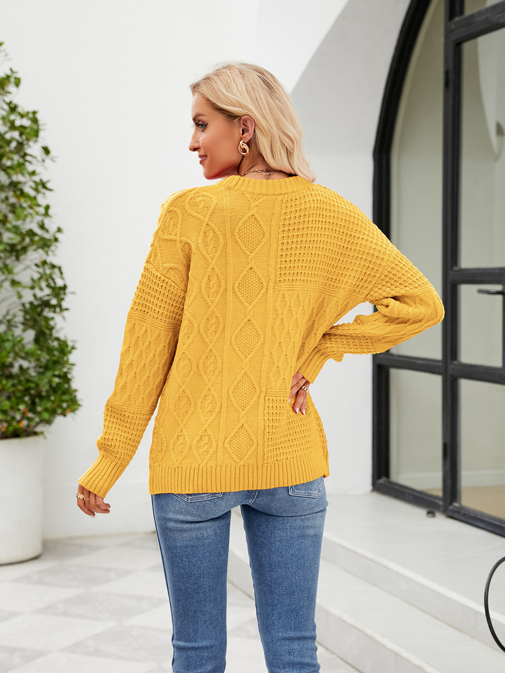 Round Neck Dropped Shoulder Sweater (12)