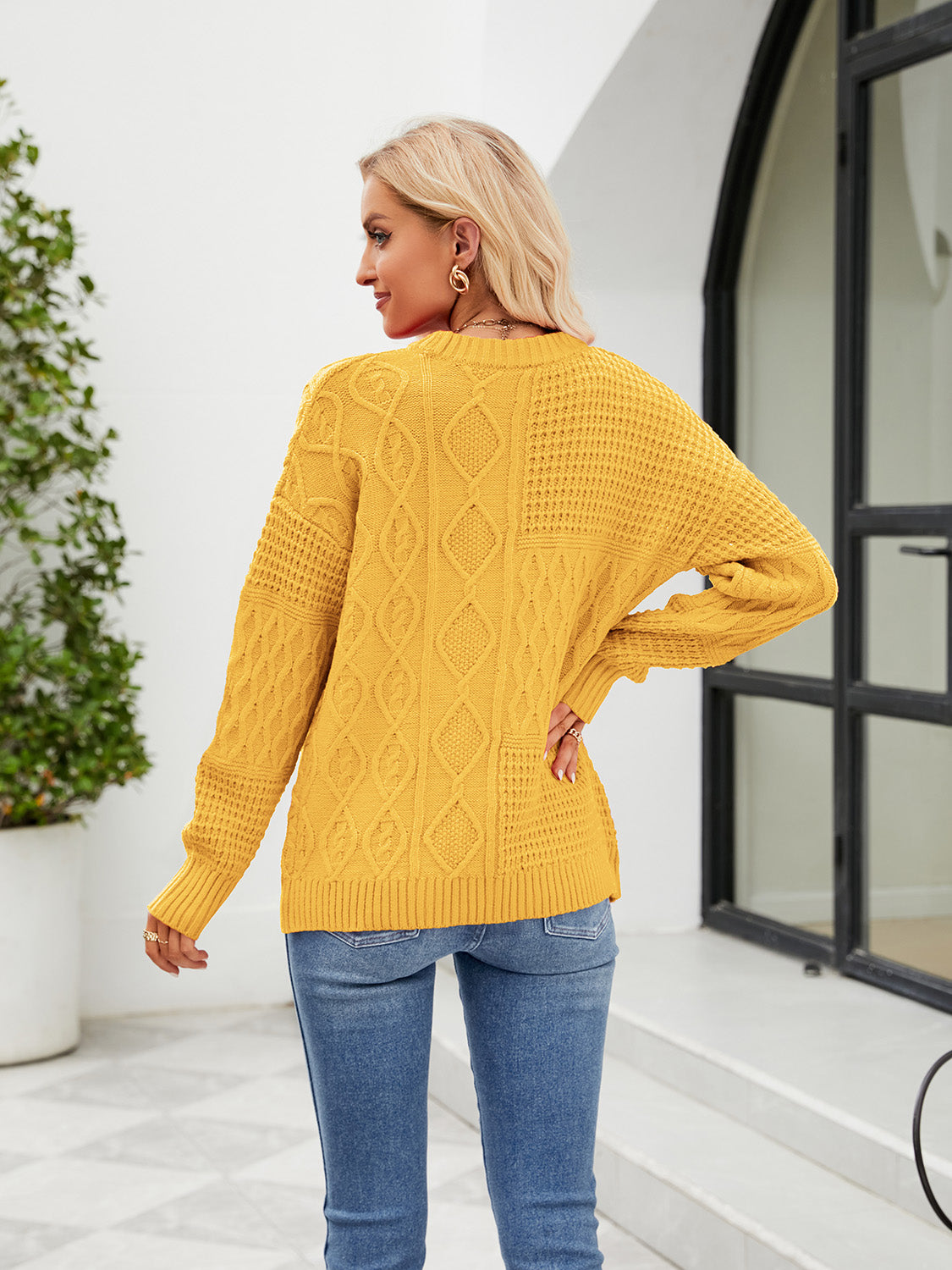 Round Neck Dropped Shoulder Sweater (12)