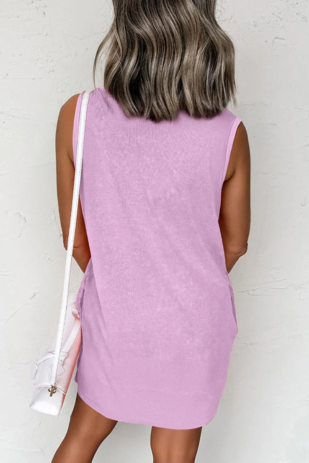 Round Neck Sleeveless Mini Dress Pockets (3)