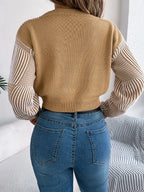 Striped V-neck Long Sleeve Sweater (9)