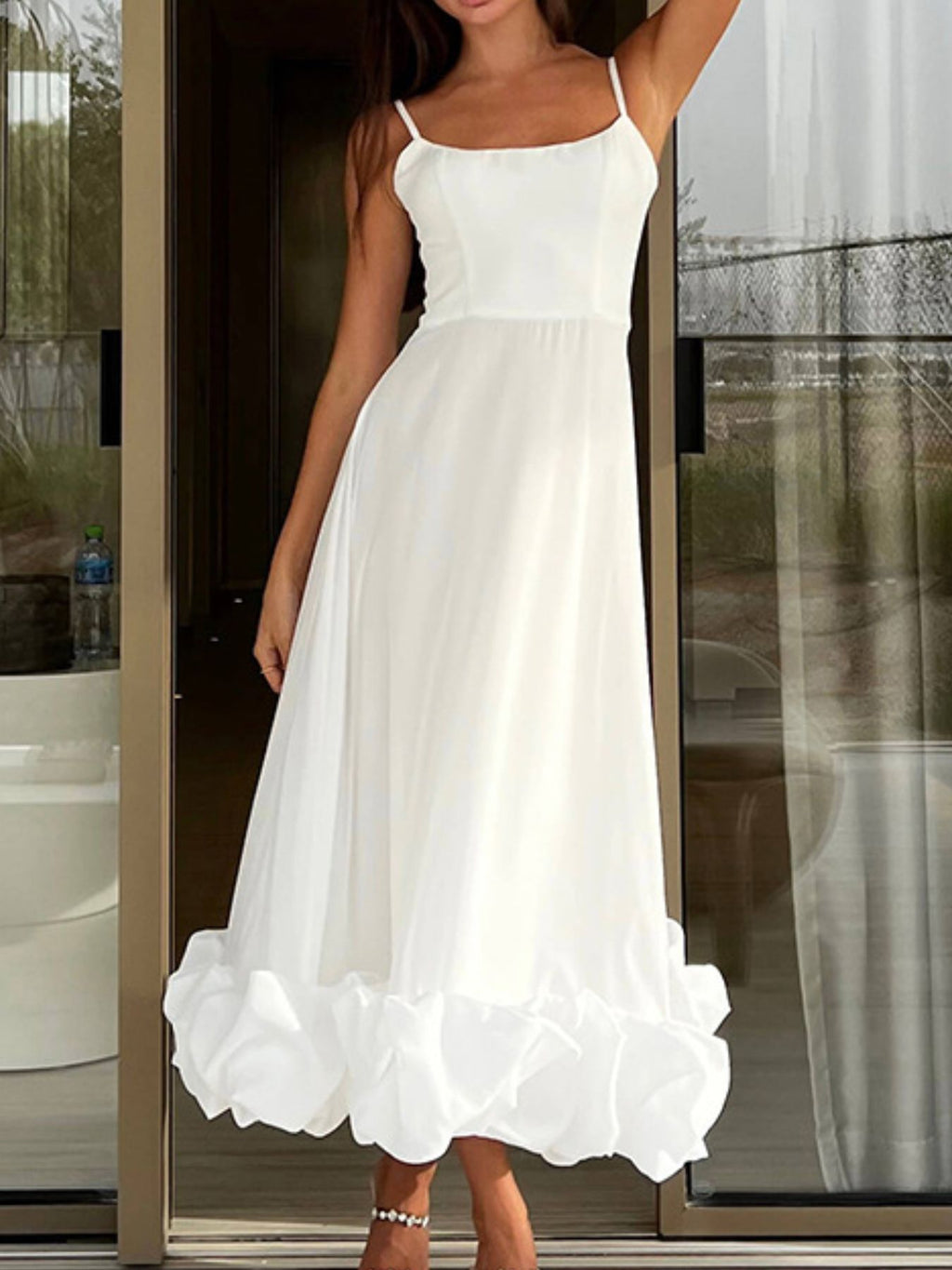 Ruffle Hem Scoop Neck Midi Dress (2)