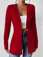 One Button Long Sleeve Blazer (17)