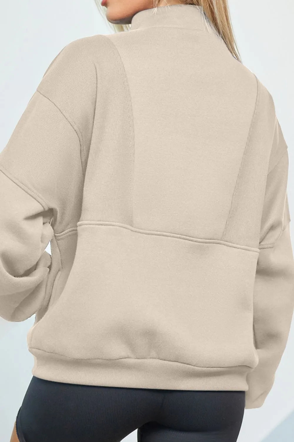 Half Zip Drop Shoulder Long Sleeve Sweatshirt (9)