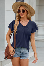 V-neck Short Sleeve T-shirt (15)
