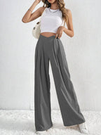 V-waisted Ruched Front Wide Leg Pants (17)