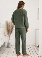 Teddy Long Sleeve Top Pants Lounge Set (15)