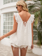Tie Back V-neck Ruffled Blouse (6)
