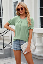 Round Neck Flounce Sleeve T-shirt (21)