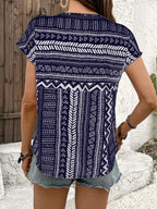 Geometric Print Short Sleeve Blouse (10)