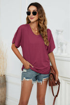 V-neck Side Ruched Tee (13)