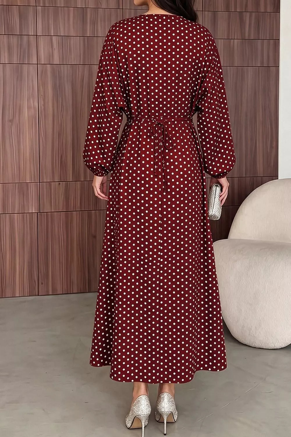 Polka Dot Long Sleeve Maxi Dress (18)