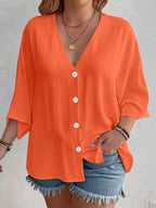 Full Size V-neck Button Down Shirt Plus (19)