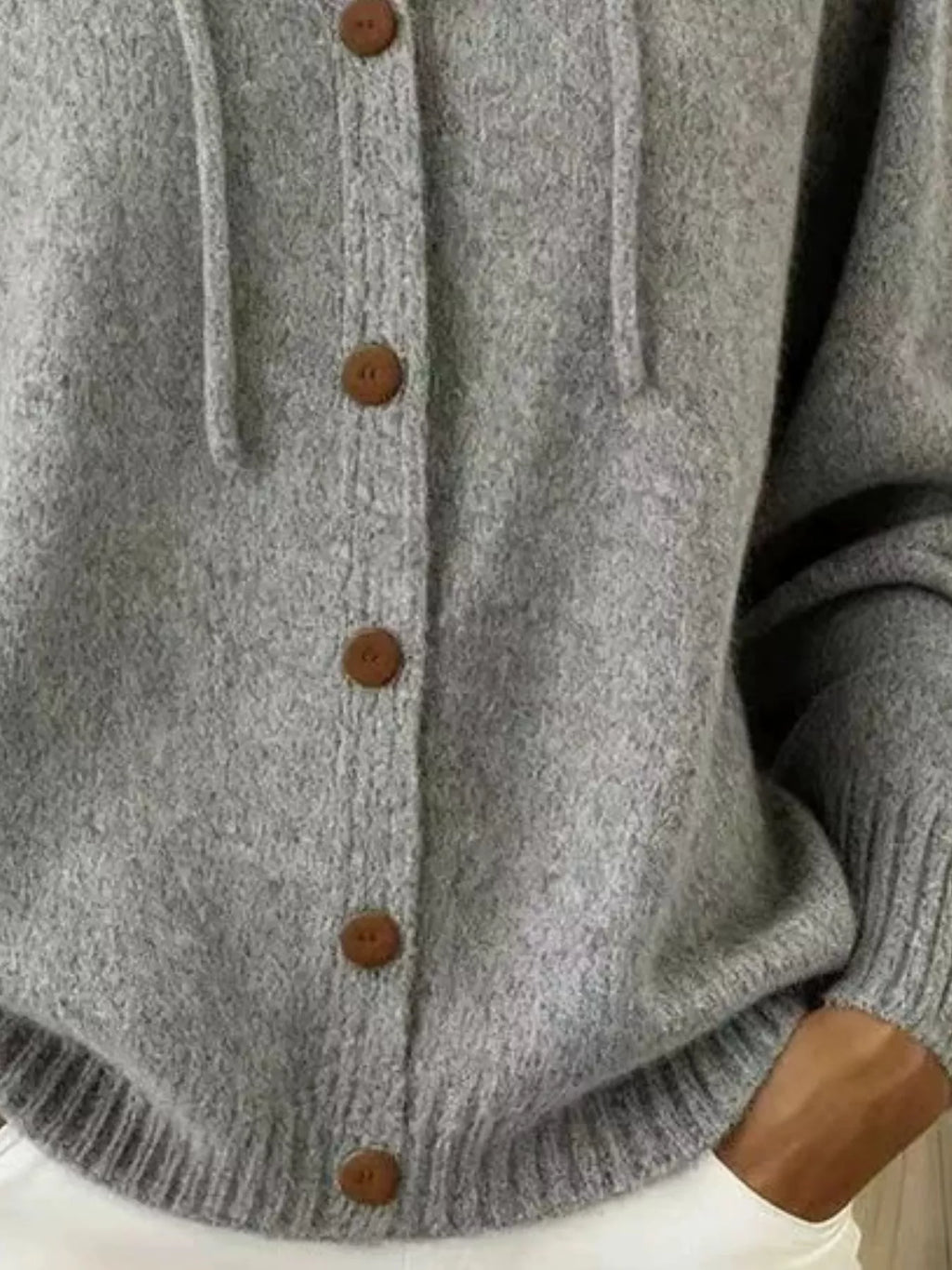 Full Size Hooded Button-down Knit Cardigan Plus (9)
