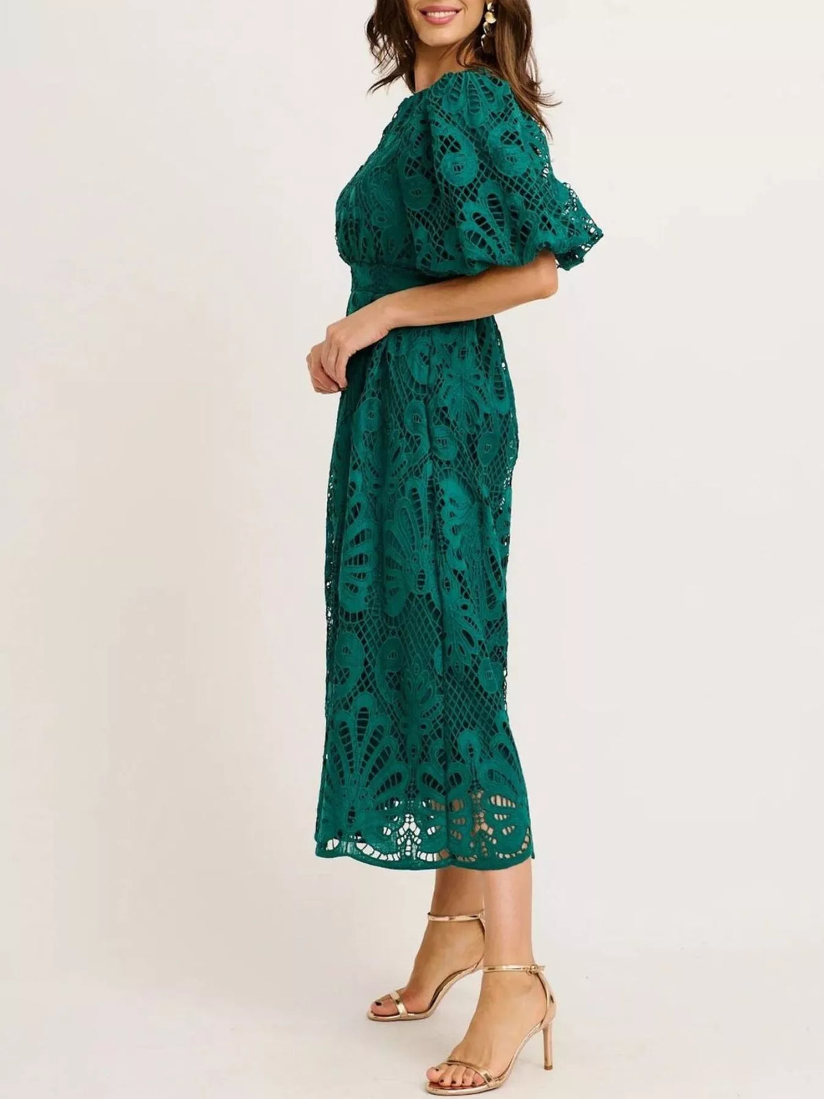 Lace Puff Sleeve Midi Dress (6)