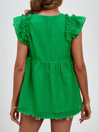 Ruched V-neck Cap Sleeve Blouse (14)