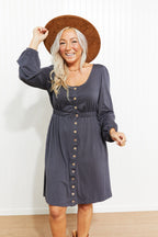 Scoop Neck Empire Waist Long Sleeve Mini Dress (7)