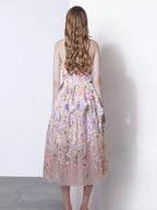 Strapless Floral Applique Midi Dress (9)
