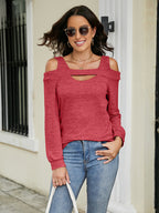 Cold Shoulder Cutout Square Neck Blouse (8)