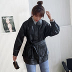 Motorcycle Leather Jacket Mid-length Windbreaker Pu photo 3
