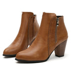 Pu Leather Block Heel Boots (2)