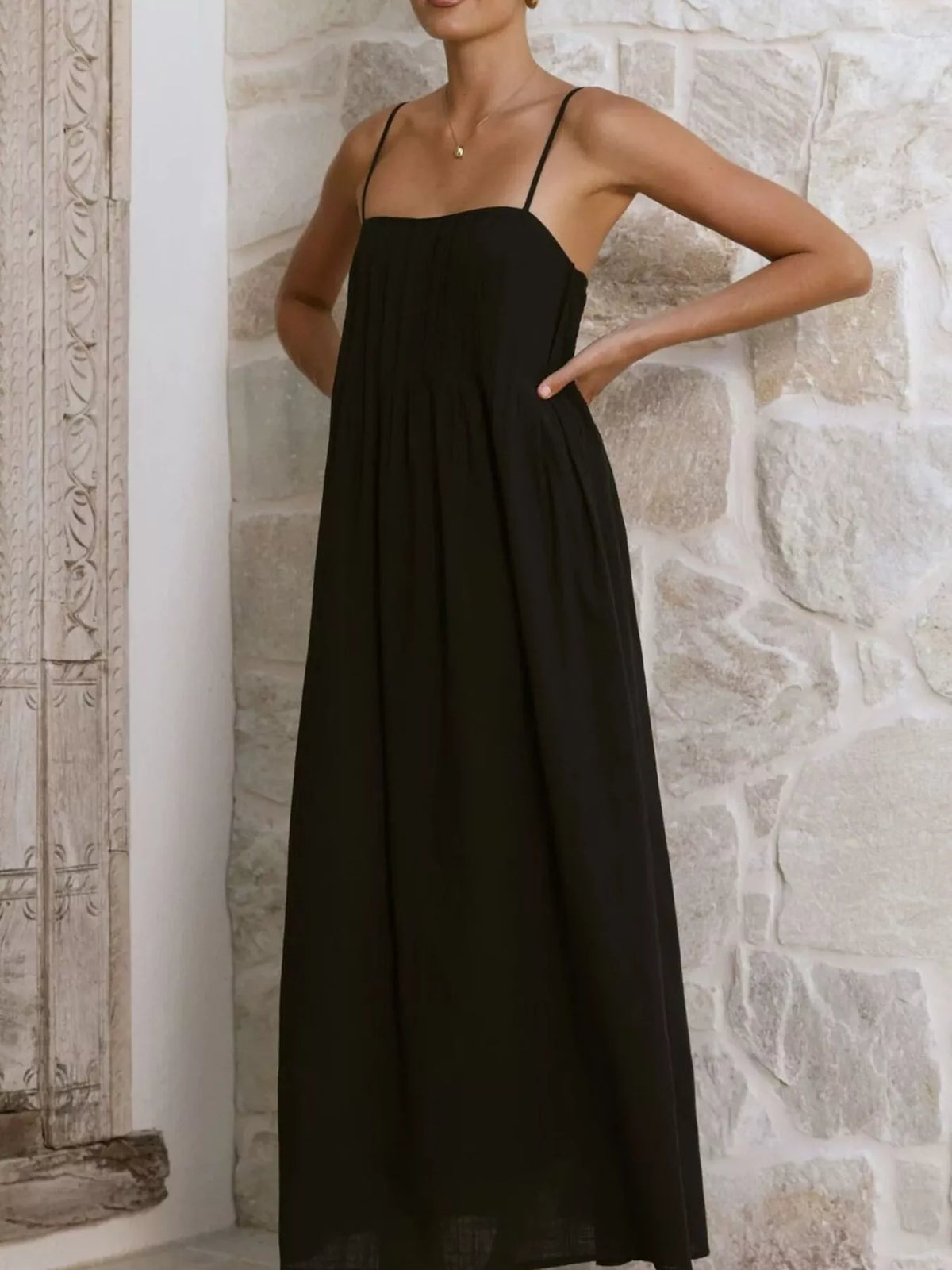 Pleated Bodice Midi Cami Dress (13)