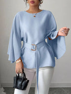 Batwing Sleeve Belted Blouse (4)