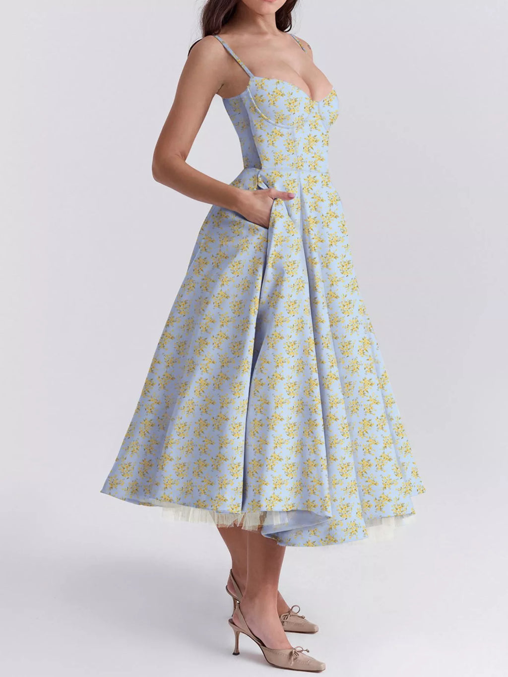 Sweetheart Neck A-line Midi Dress (25)